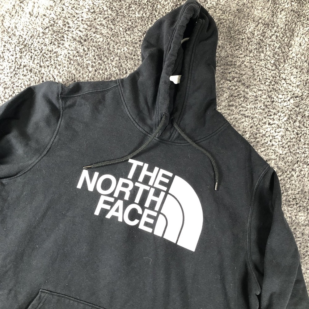 The North Face‎ Hoodie Mens XL Black Graphic Fleece Pullover Kangaroo Logo